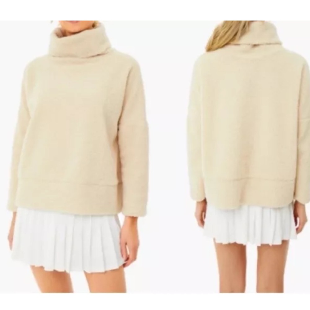 Tuckernuck Rollins Funnel Neck Pullover Cream Teddy Fleece Sherpa Women’s XS